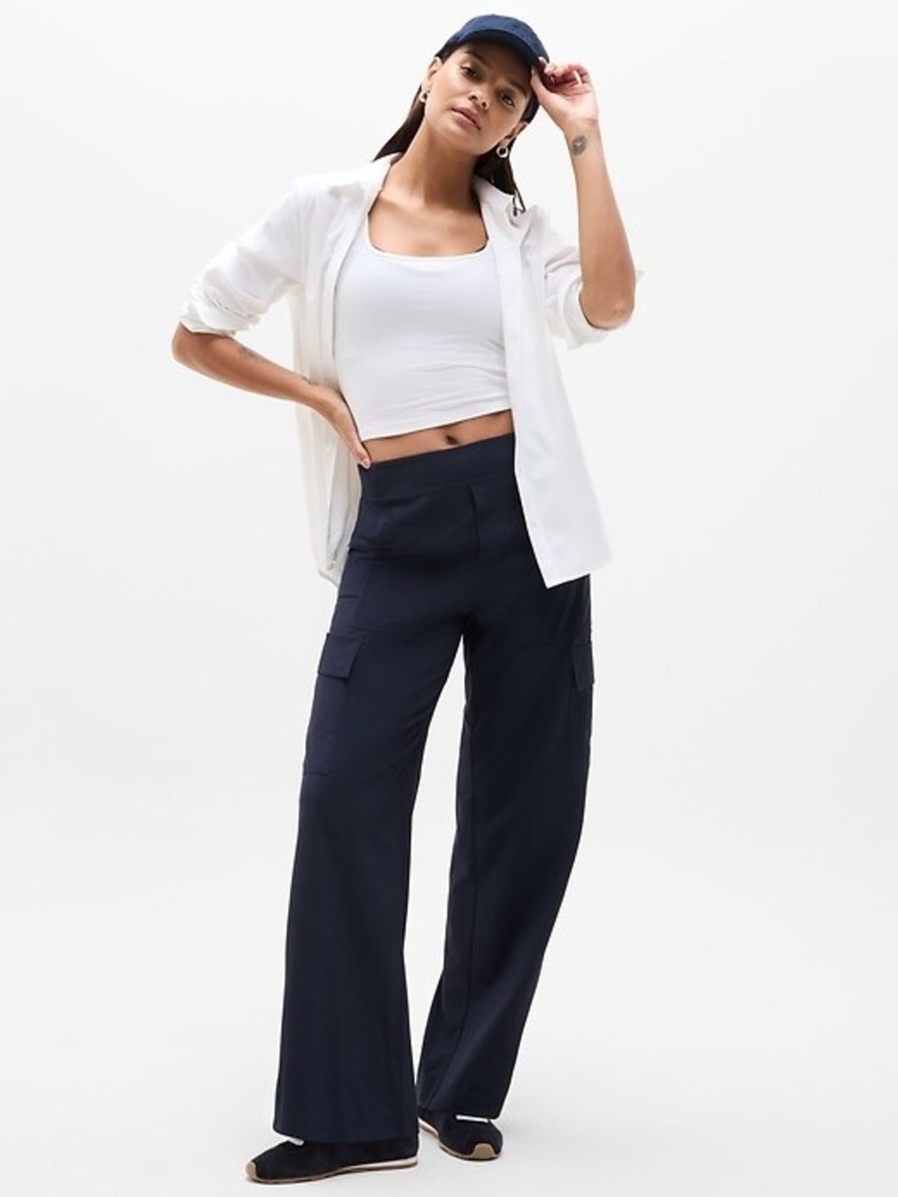 Athleta Brooklyn Heights High Rise Cargo Pant in Navy Blue
